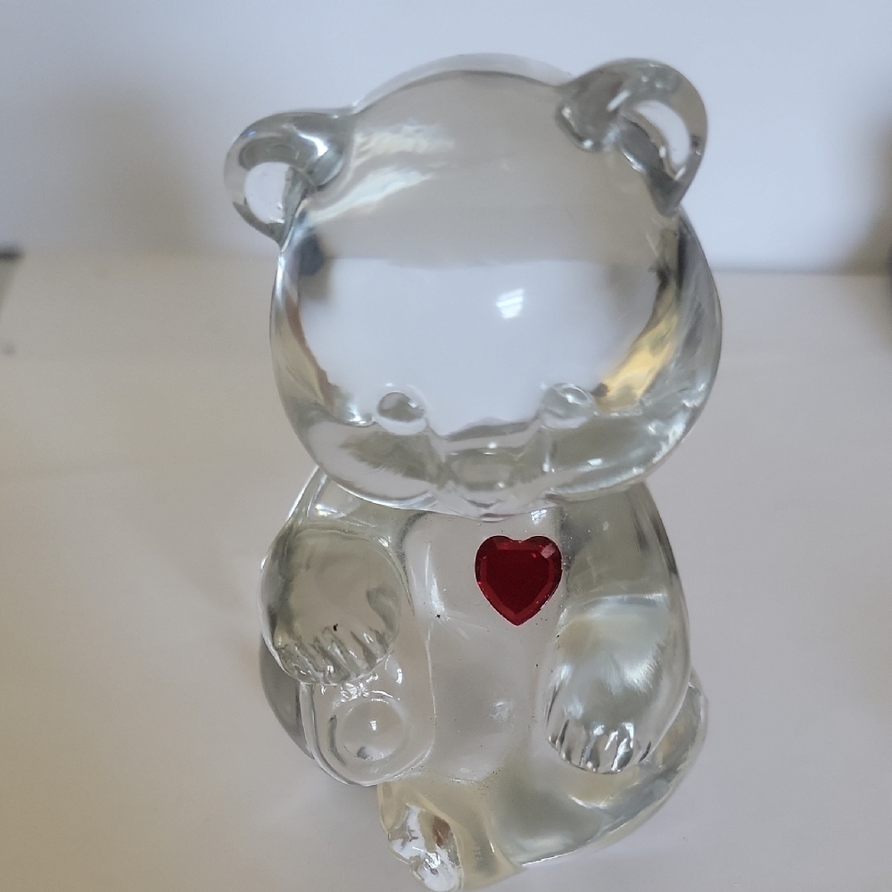 Fenton Charming Glass Bear with Red Heart Accent